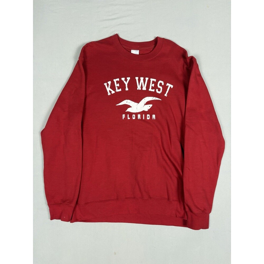 Key West Florida Red Crewneck Sweatshirt Men’s Large L Souvenir Graphic Pullover